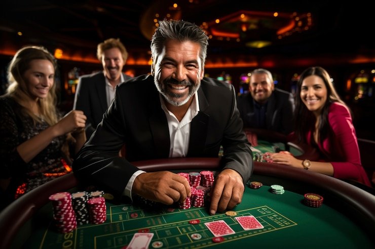 Papan permainan live dealer dengan meja roulette dan blackjack